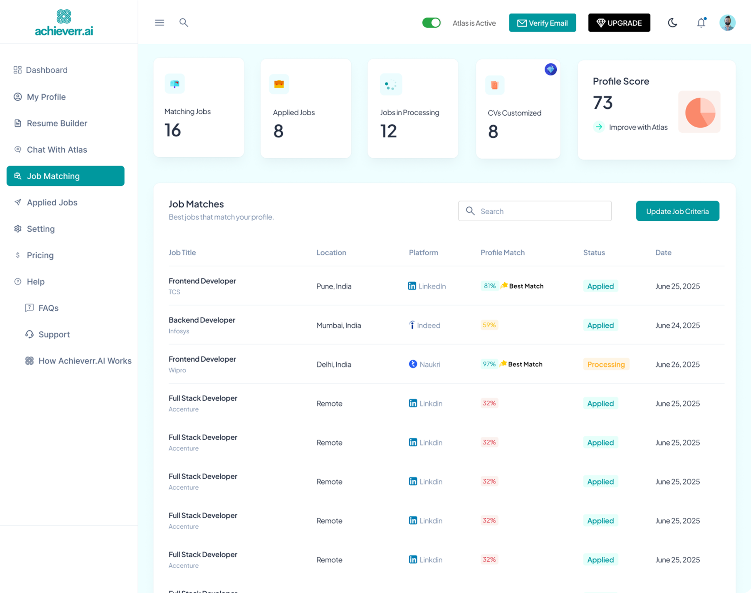 Job Matches - Job criteria filled (1)